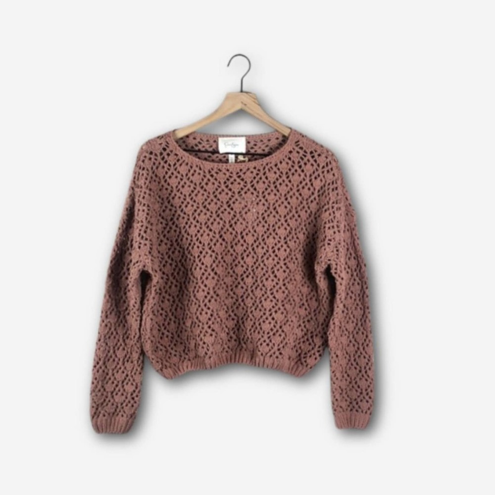 Jessica Simpson Pink Loose Knit Crop Sweater (M)